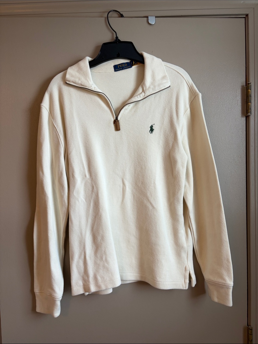Polo by Ralph Lauren Cream Quarter-Zip Pullover Sweater
